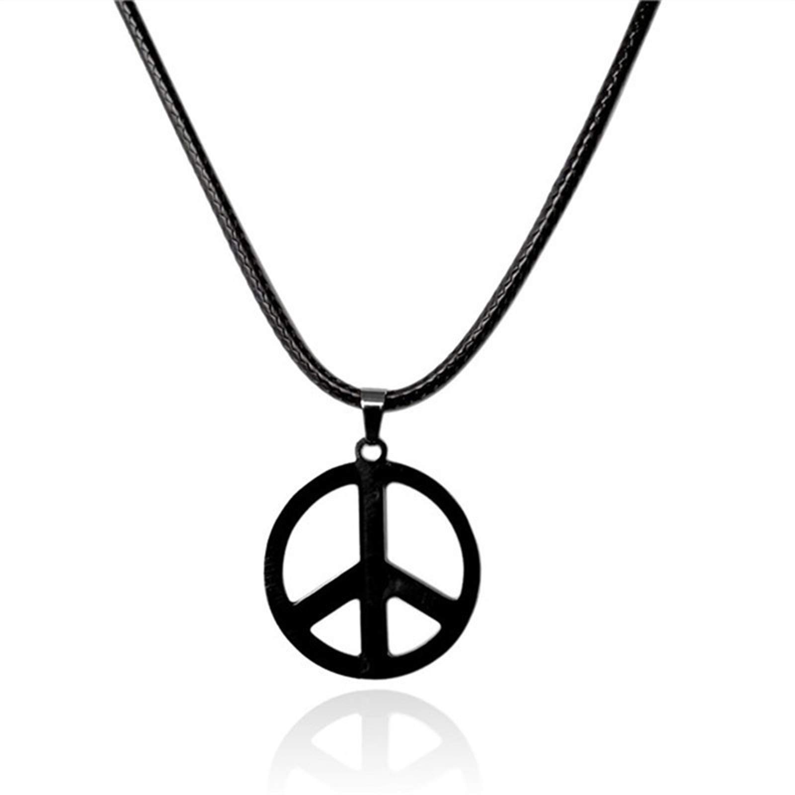 COLORFUL BLINGClassic Stainless Steel Love Peace Symbol Necklace 1960s 1970s Hippie Party Pendant Jewelry for Men Women Accessories