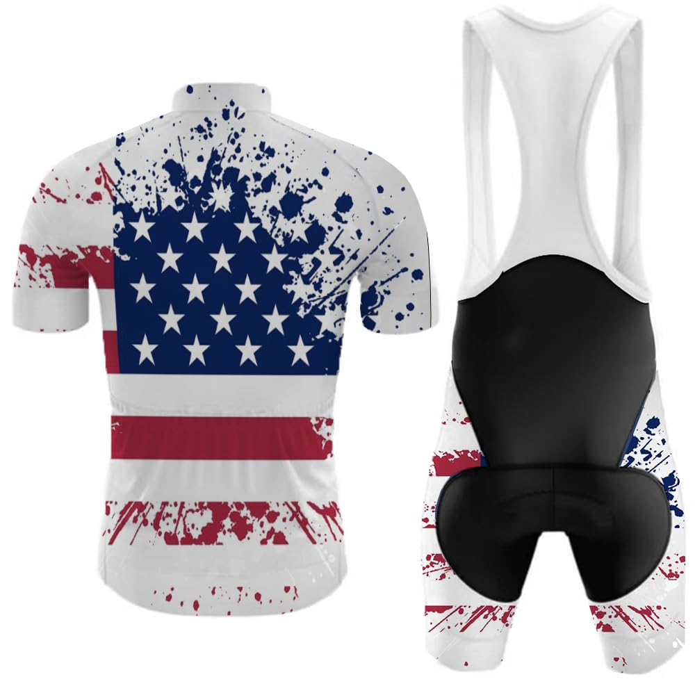 USA Cycling Jersey Men Bike Biking Set American Flag Road Bib Bicycle Shorts Clothing Set