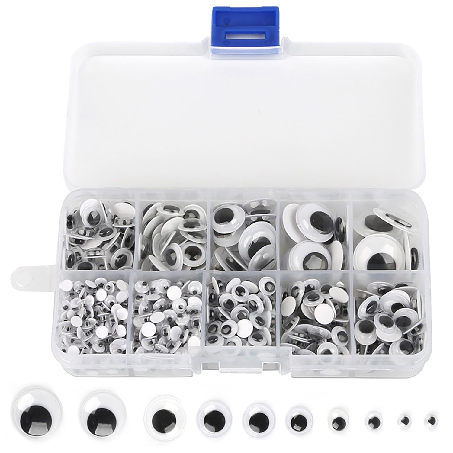 Shubeieumi 600 Pcs Mixed Wiggle Googly Eyes Self Adhesive Googly Eyes, Diy Craft Doll Eye Making Accessories, Assorted Size 5-15Mm