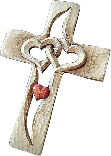 Q Adornos de Navidad de acrílico tallados corazones de amor entrelazados decoración de madera y cuelga pequeñas bolas de Navidad