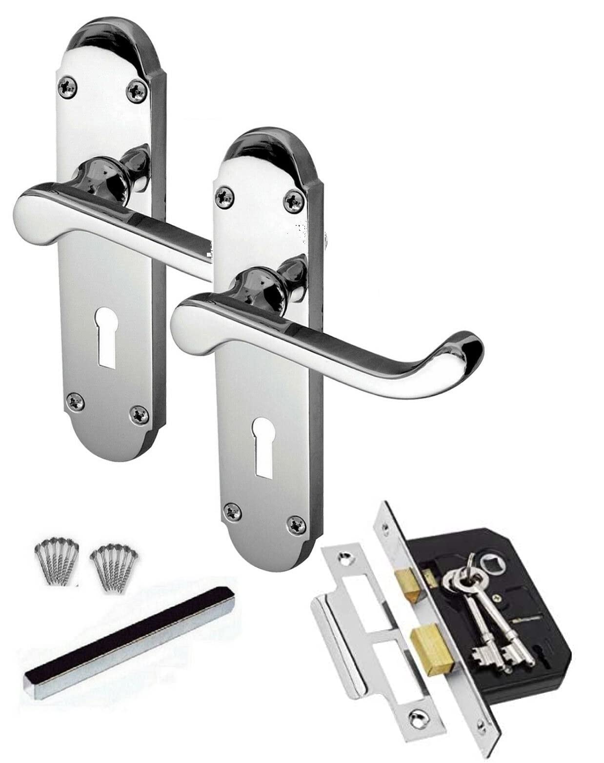 Golden Grace Epsom Lever Lock Door Handles, Polished Chrome, 168x42mm