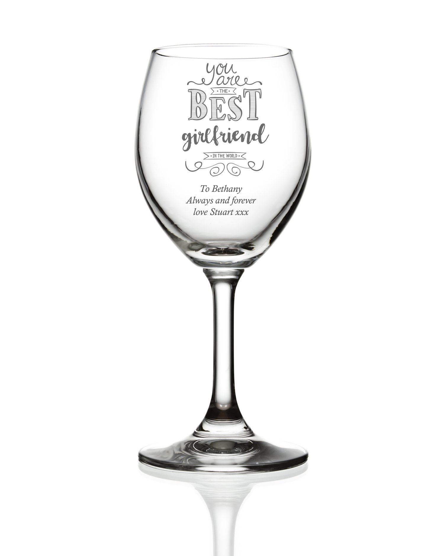 Ukgiftstoreonline Gift For Girlfriend Personalised Engraved Wine Glass