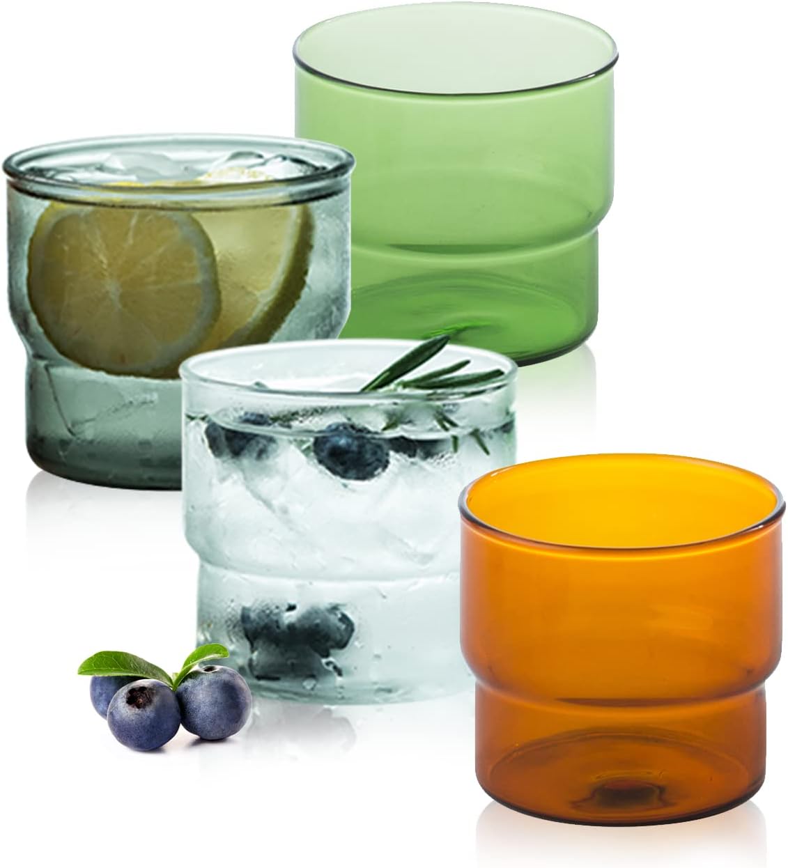 Amazon.com | MOLIMAO 9oz Fish Glass Tumbler, Set of 4 Stackable ...