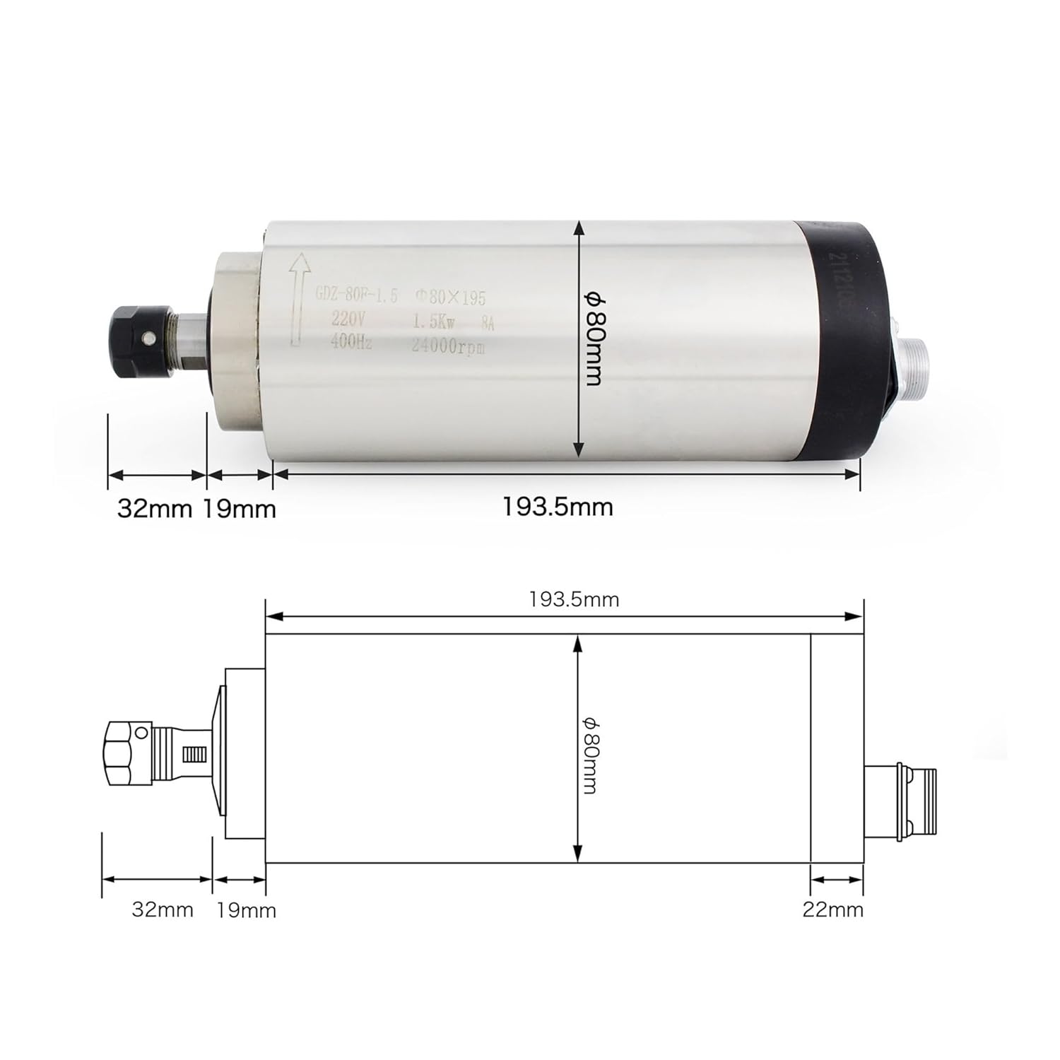 2.2KW 1.5KW CNCスピンドルモーター水冷彫刻機 80mmスピンドル ER20 ER16 ER11コレットチャック CNC 水冷 スピンドルモーター  220V 1.5KW 水冷スピンドル モーター キット ER11 ER16 80MM CNC ルーター広告彫 500 300w cnc空冷スピンドル モータキット0.5KWスピンドル ...