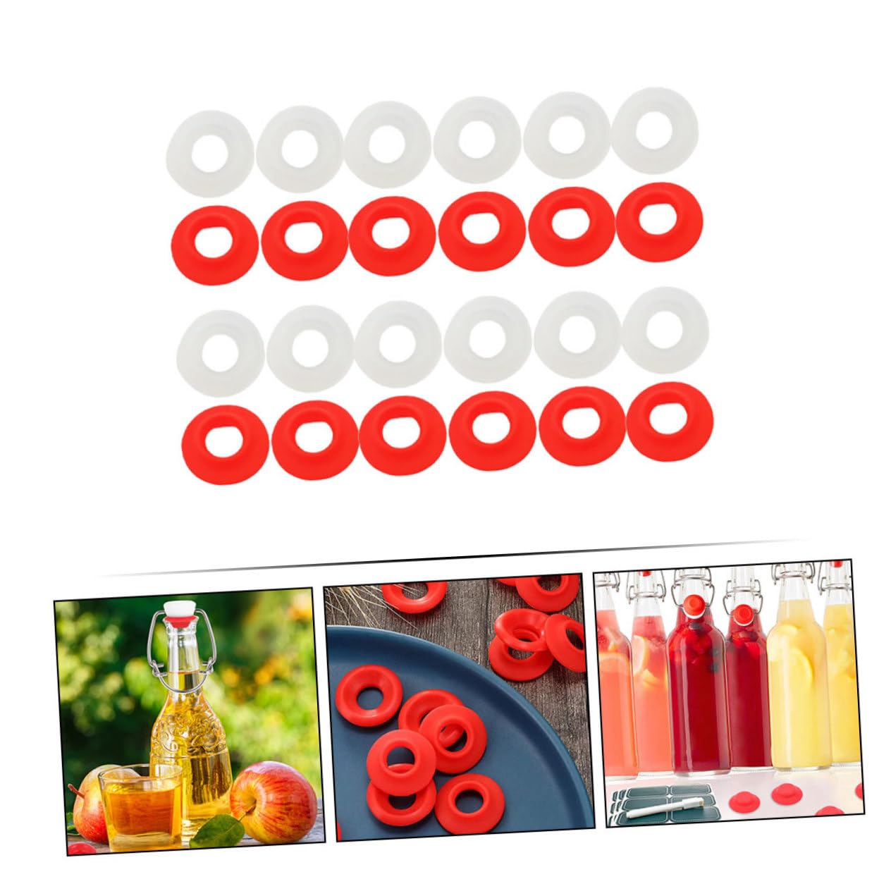 VINTORKY 12pcs Swing Bottle Gaskets Leakproof Sealing Gasket for Swing Top Bottle Caps Plastic Material and Easy to Use