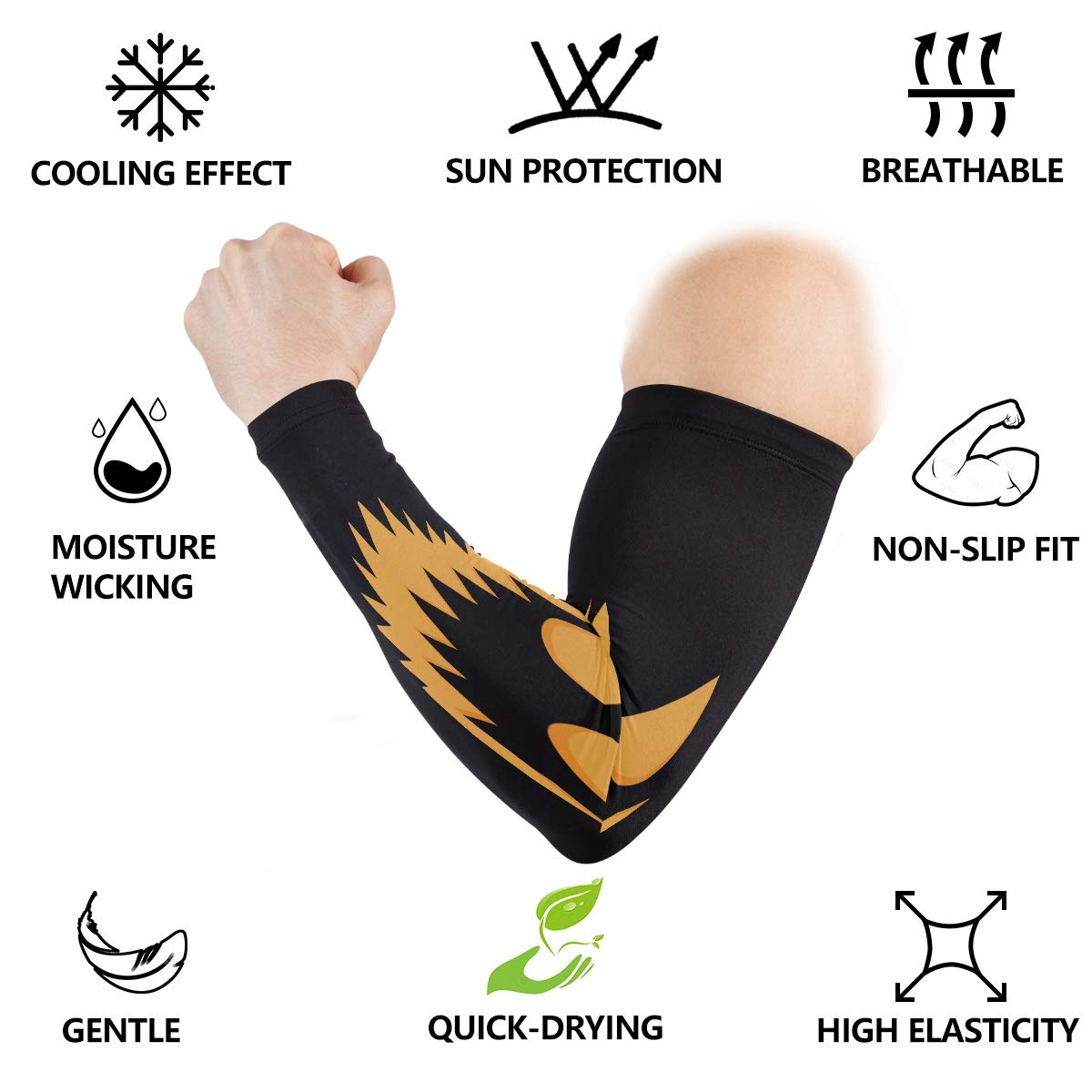 ZZKKO Pumpkin Cooling Arm Sleeves Cover Uv Sun Protection for Men Women Running Golf Cycling Arm Warmer Sleeves 1 Pair