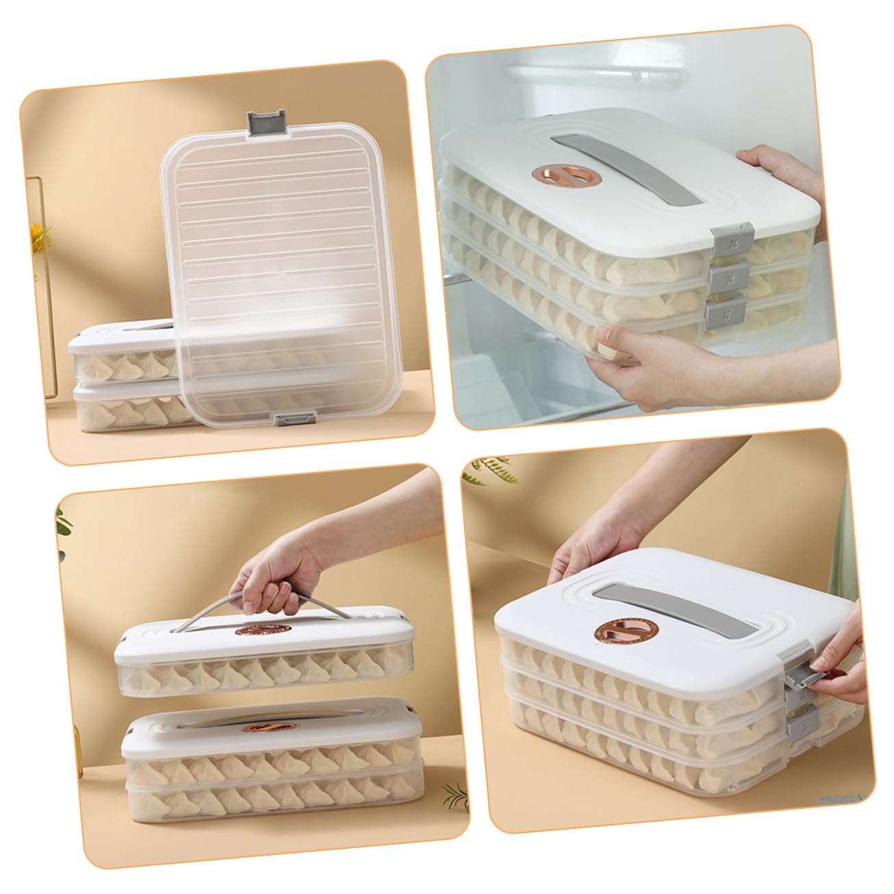 VALICLUD Boîte de Rangement pour Raviolis à Couches avec Couvercle Boîte Hermétique pour Réfrigérateur et Congélateur Compacte et Résistante pour Maison Blanc Réutilisable