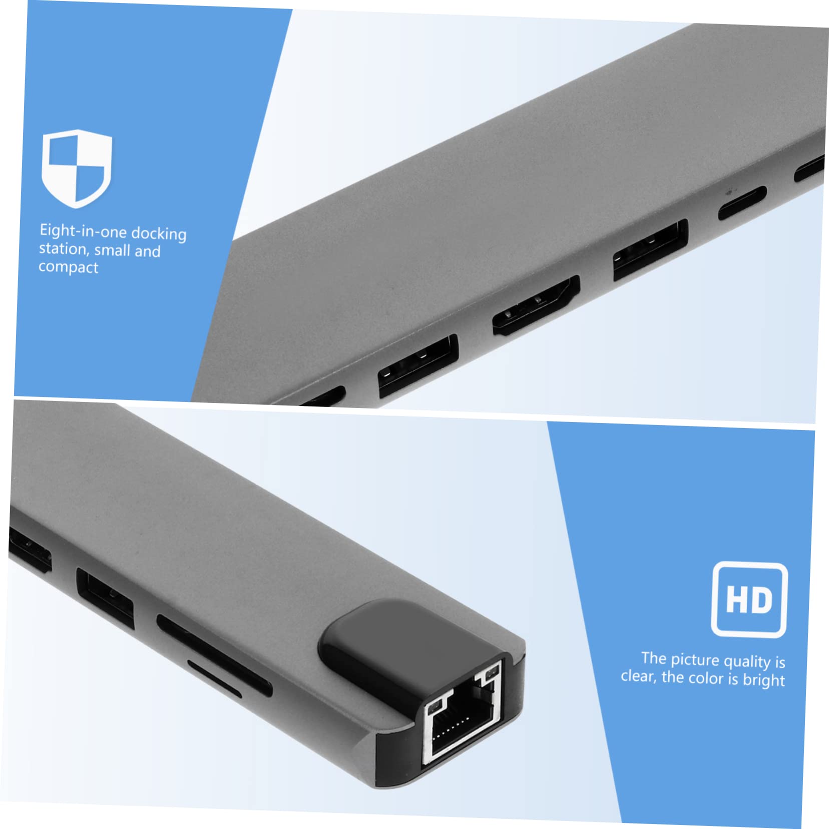 Mikikit 2pezzi Type-c Hub Docking Station Per Computer e Smartphone Usb Converter Pratico Pd Espansione Multi-porta Per Rete e Dati Design Compatto e Portatile Per Ufficio e Casa