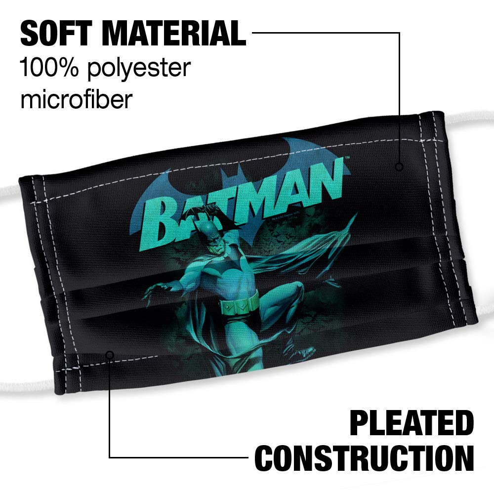 Batman Blue Bat 1-Ply Reusable Face Mask Covering with Adjustable Nose Wire, Unisex