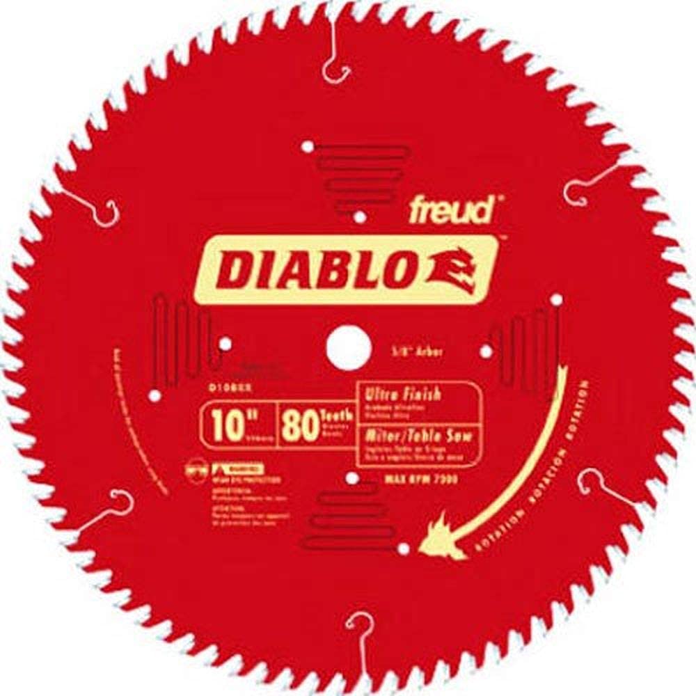 Freud (Pack of Two - D1080X) Diablo 10" 80-Tooth ATB Saw Blade w/5/8" Arbor&PermaShield Coating