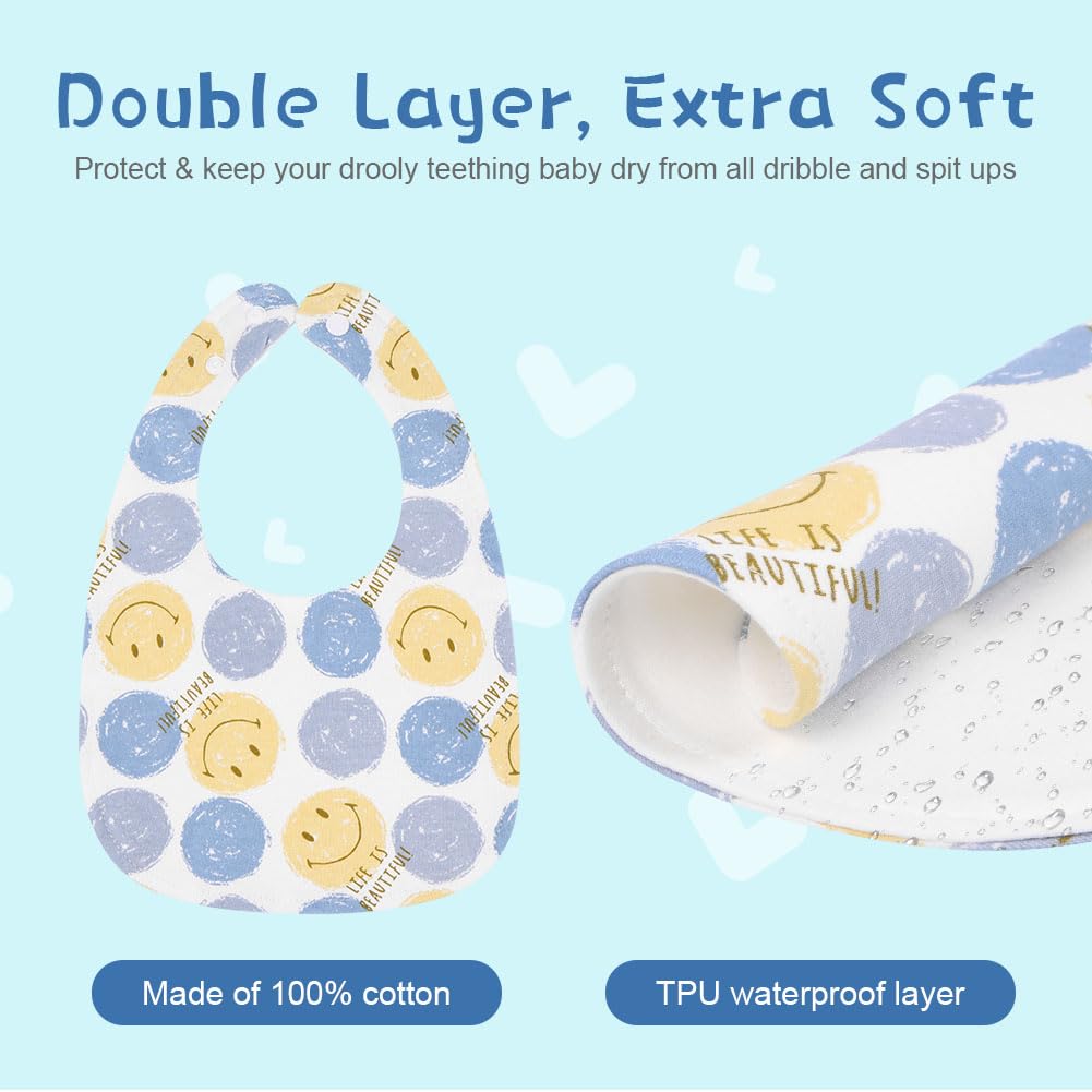 Vicloon Baby Bandana Dribble Bibs, 8-Pc Teething Bib Set including Snaps, Soft and Absorbent - Image 3
