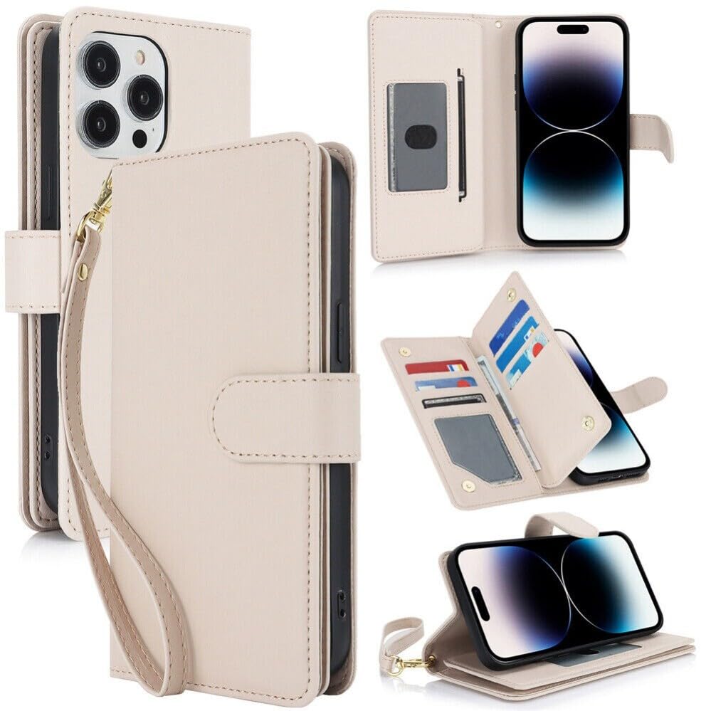 Étui pour iPhone 16e double portefeuille magnétique en cuir