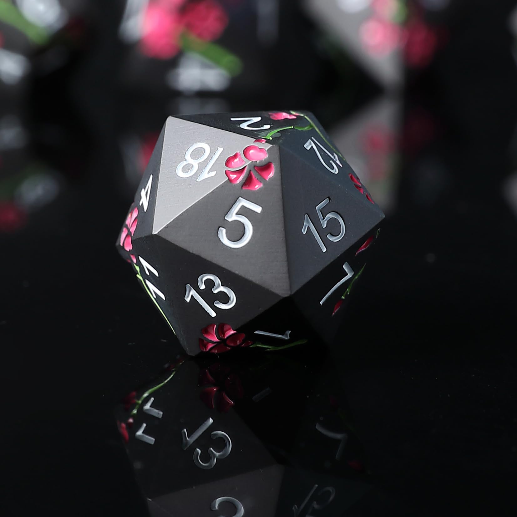 Elifel Metal DND Dice Set 7 PCS Flower Metallic Heavy Solid D&D Dice Set for Dungeons and Dragon TTRPG Tabletop Role Playing Game - Image 3