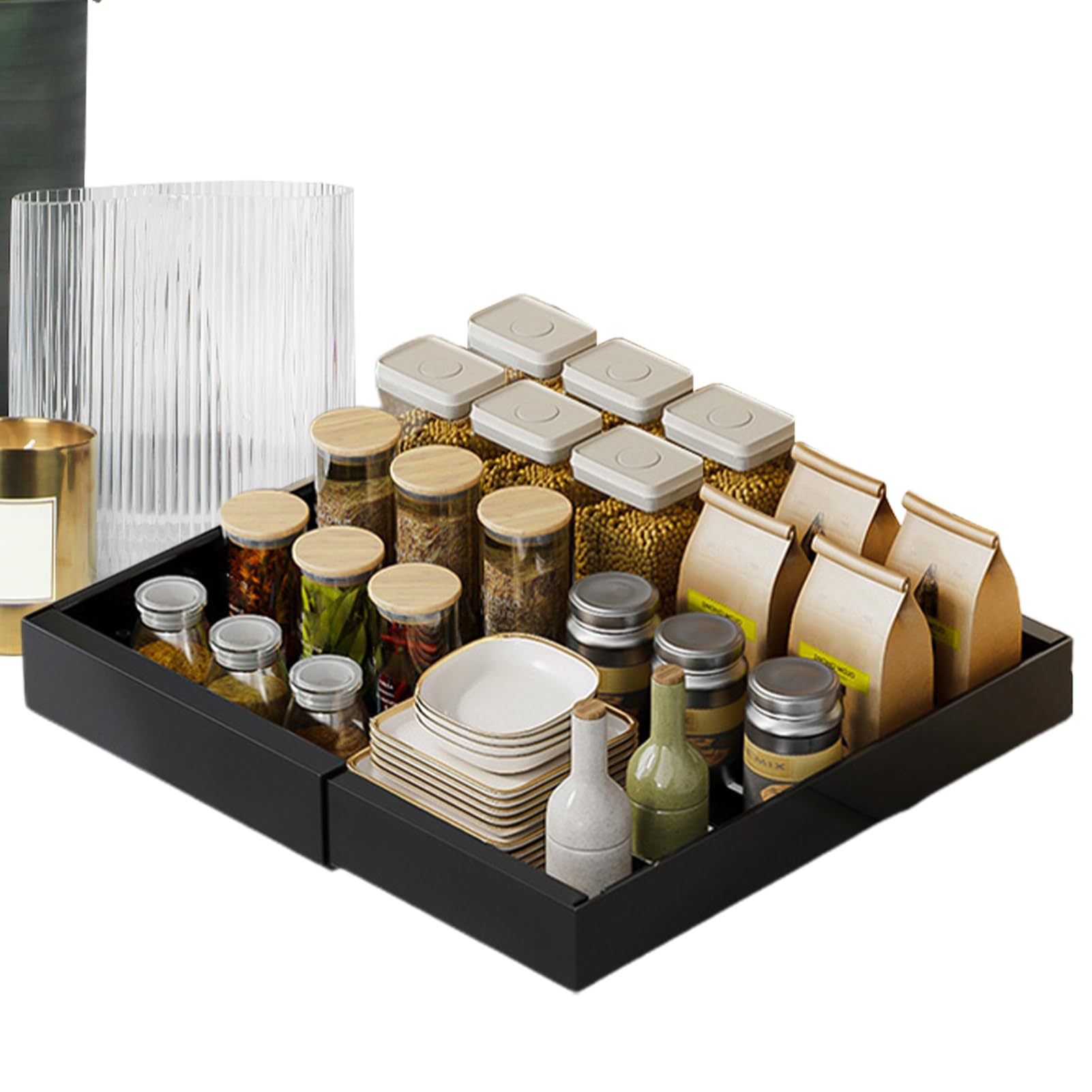 Organizer Sottolavello Robusto Cestello Estraibile Senza Foratura | Organizer Estraibile per Sottolavello Per Cucina, Dispensa, Armadio, Armadietto