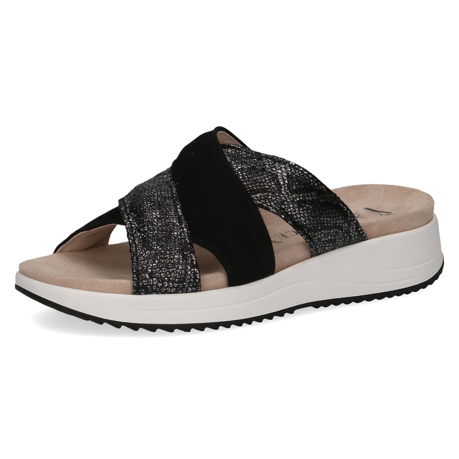 CAPRICE Women's Leather Mules Glitter, Black (Black Comb), 6 UK