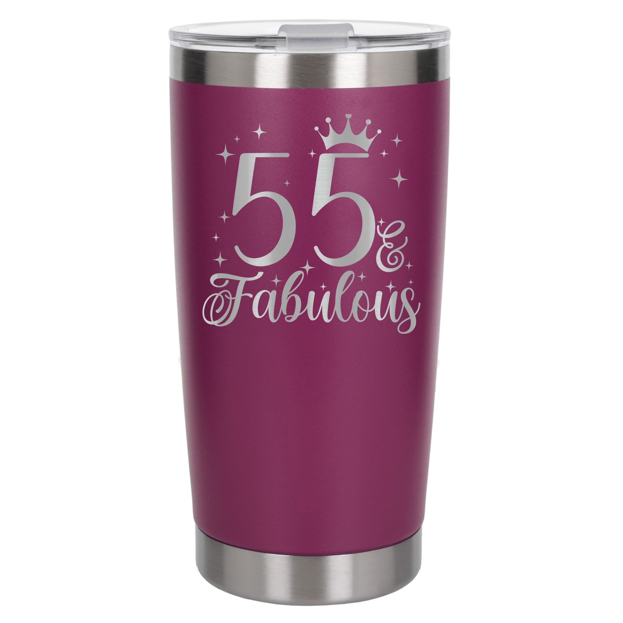 Always Looking Good 55th Birthday Gift 55 & Fabulous Engraved Insulated Travel Mug Gift for Her Present for 55 Year Old Dark Pink Thermal Coffee Flask Travel Mugs with Lids