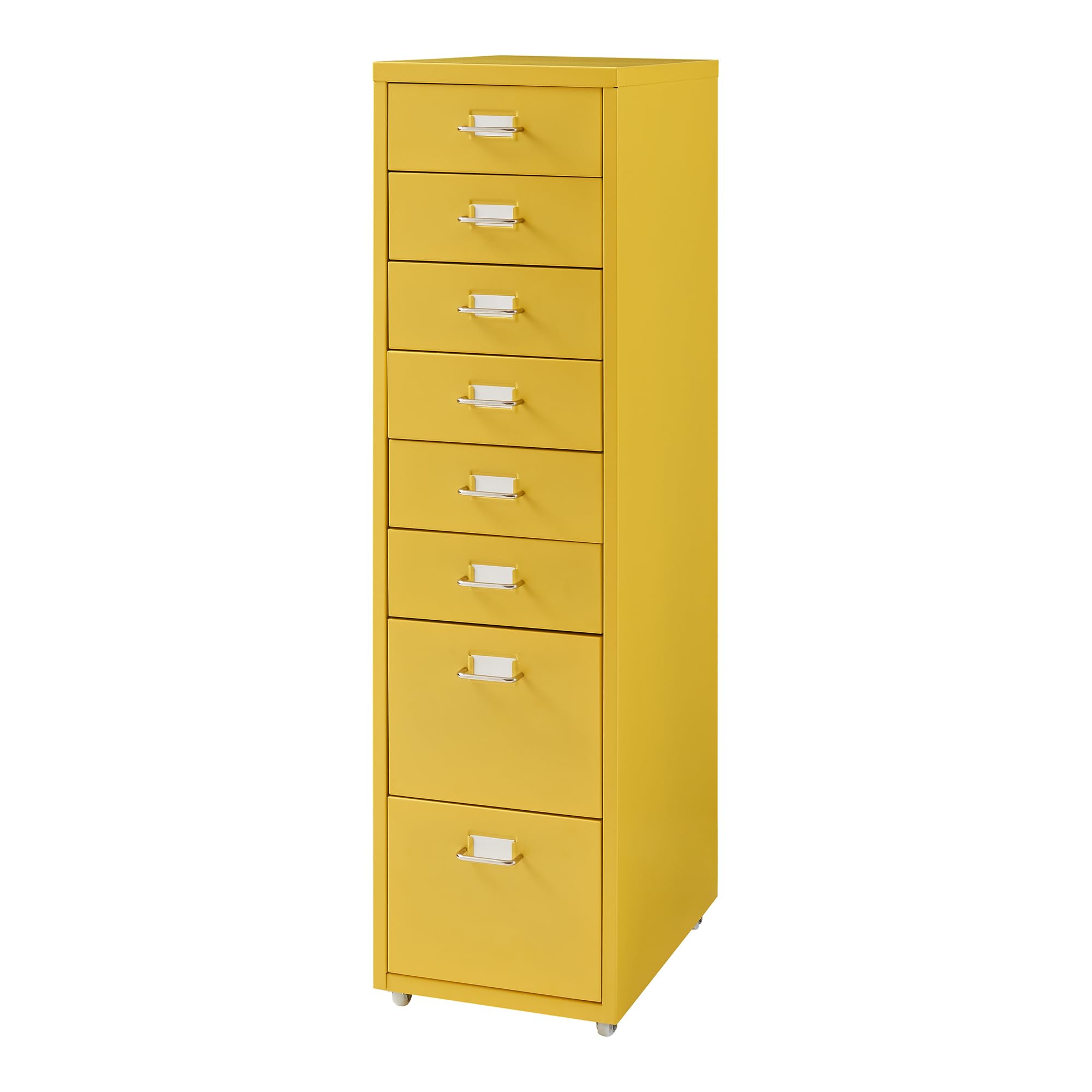 [en.casa] Cassettiera in Acciaio con Rotelle Mobile Archivio Schedario 109 x 28 x 41 cm cm Mobile da Ufficio con 8 Cassetti - Giallo