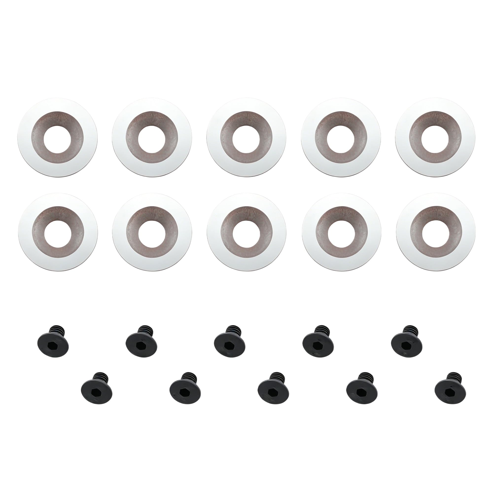 20pieces/Set Round Carbide Inserts for Wood Turning Lathe Tools, Replacement Cutters with Screws Kit(16x3mm-30°)