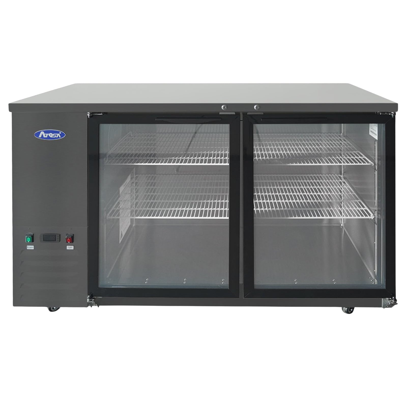 Atosa Commercial Black Steel Shallow Depth Back Bar Cooler with Glass Doors