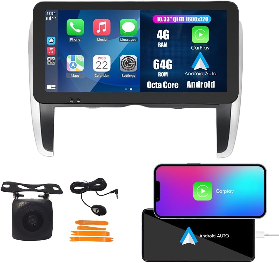 for Toyota Allion 2007-2021 Car CarPlay Android Auto Navigation Stereo GPS Radio Reverse Camera Display 10.33" QLED Touchscreen Headunit Tablet Pad Media Player, if Applicable Octa Core 4G+64G