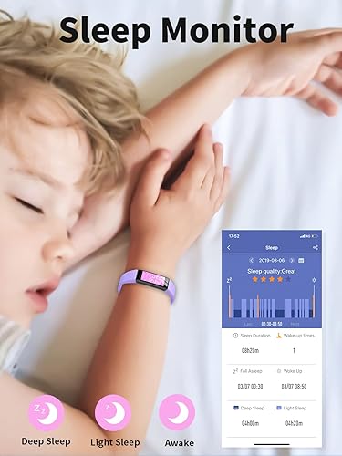 Miniatura 4 de Reloj rastreador de fitness para niños y niñas de 5 a 16 años reloj de fitness impermeable con monitor de frecuencia cardíaca monitor de sueño