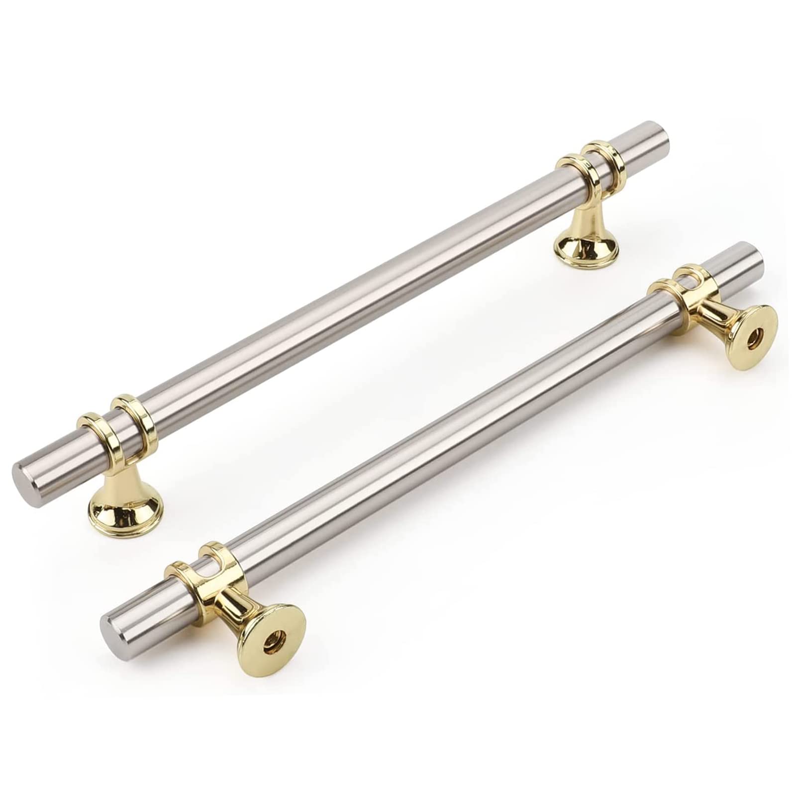 Haliwu 10 Pack Brushed Nickel Cabinet Pulls, Cabinet Handles Brushed Nickel, Barrel Cabinet Handles Gold Kitchen Hardware Pulls, 6-1/4 inch Hole to Hole Center