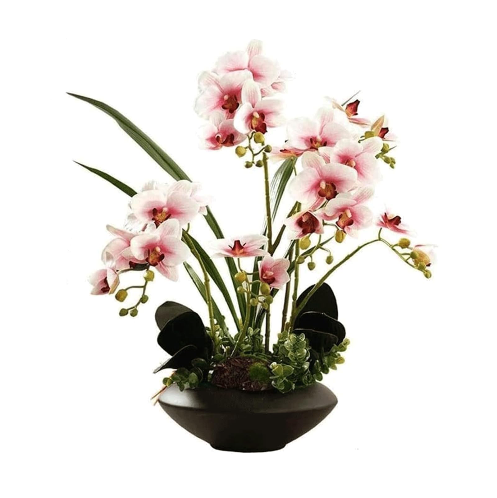 DFGHNBVC Artificial Orchid Artificial Orchid 19.68In Fake Floral With Ceramic Vase Artificial Phalaenopsis Flowers Potted Faux Modern Artificial Flower Very Natural.A