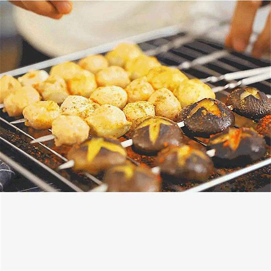 HMTE Pezzi spiedini per Barbecue Bastone per arrosti in Acciaio Inossidabile Resistente 55 cm Manico in Legno Aghi per Barbecue per Picnic da Campeggio