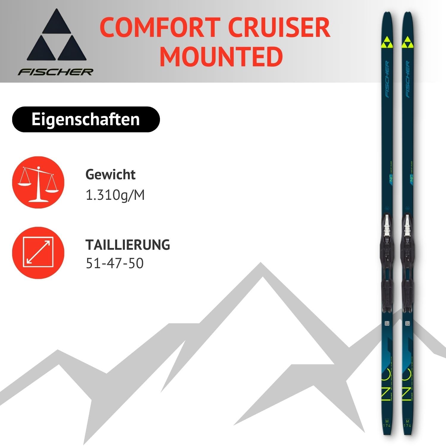 Fischer Langlaufski - Langlaufskier Set - Classic Langlauf Ski - Nordic Ski - Comfort Cruiser - inkl. Bindung Compact Step-In IFP (NNN)