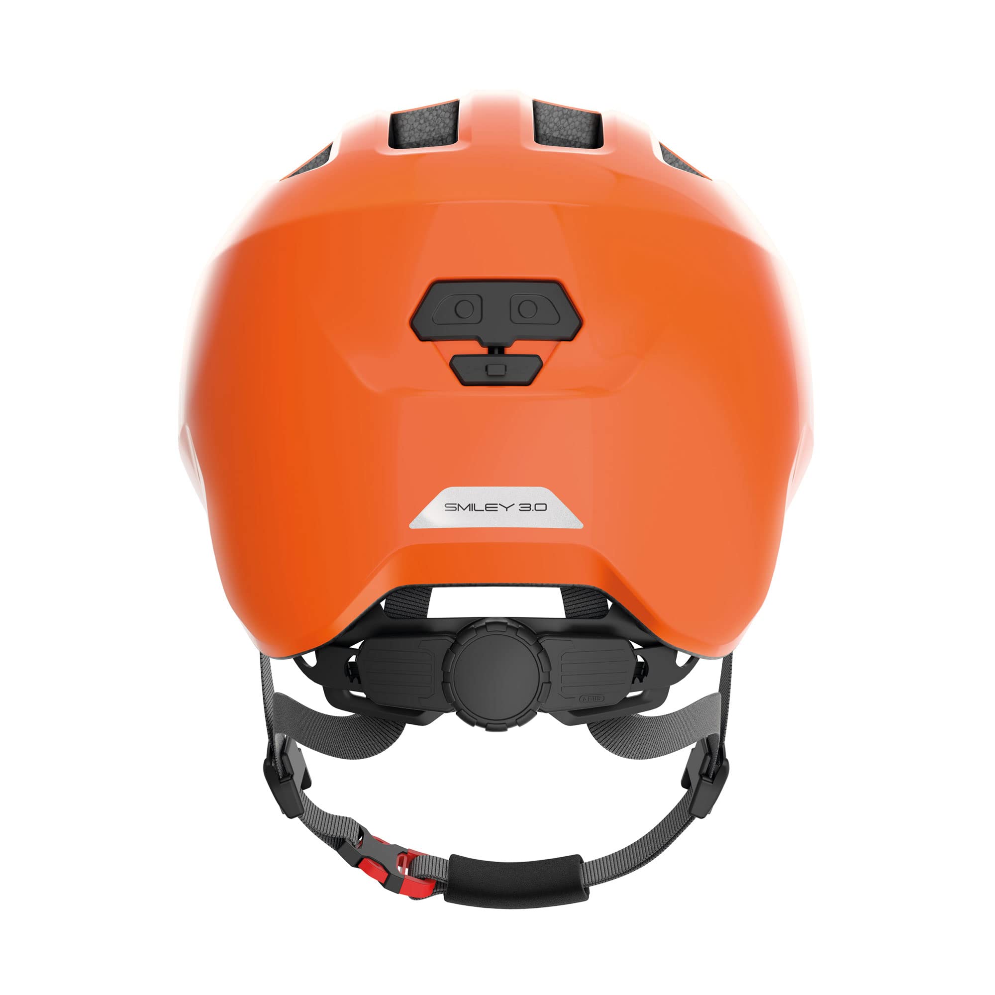 ABUS Kask dziecięcy Smiley 3.0, shiny orange, M | Kask rowerowy dla dzieci i maluchów, głęboki krój, otwór na kucyk, dla chłopców i dziewczynek