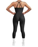 Women 2 Piece Workout Sets Compression Tummy Control Leggings with Pockets Halter Built in Bra Tank Tops