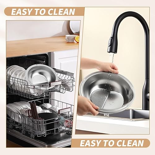 Miniatura 6 de Lavadora de arroz, coladores de alimentos de acero inoxidable con gancho, cuenco de filtro de arroz de malla fina para alimentos, arroz, frutas,