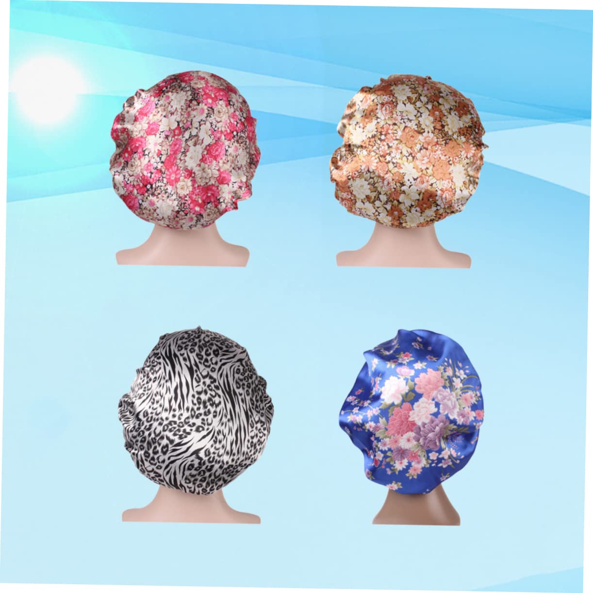 minkissy 12 Unidades de Gorro de satén para Mujer, Gorro de Noche Esponjoso, de Noche de satén, de e de Lado Ancho, Gorra de de ala Ancha, Gorra de quimioterapia, de Pelo