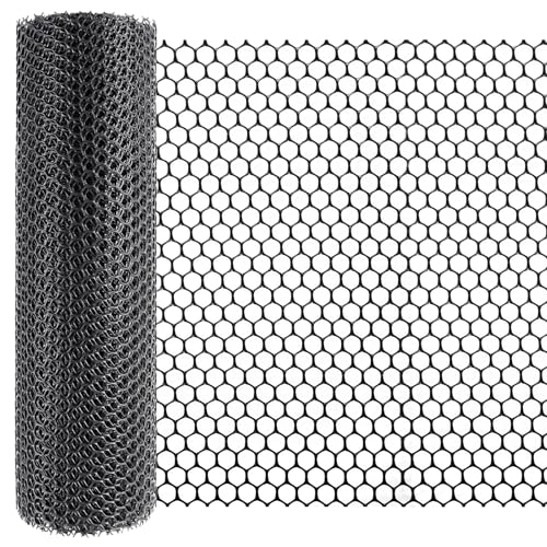 Chicken Wire Fencing 15.7x240 Inches Black Plastic Mesh Garden Fence Long Roll for Plant Protection Pet Enclosure Coop & Yard