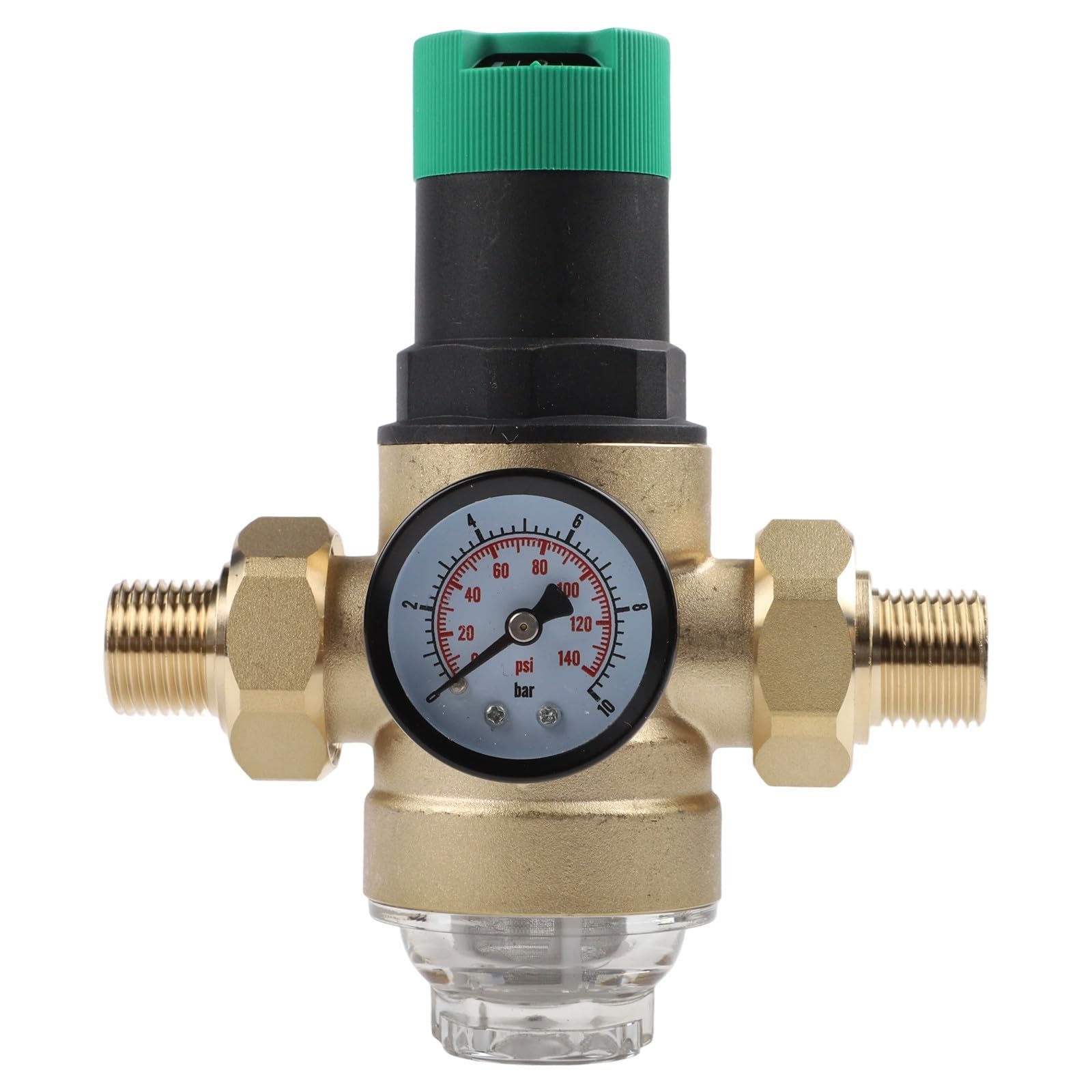 RichVibe Riduttore di pressione dell'acqua con manometro e filtro, in ottone, 1/2 DN15 3/4 DN20, 0,1-7,5 MPa per impianti idraulici domestici, commerciali