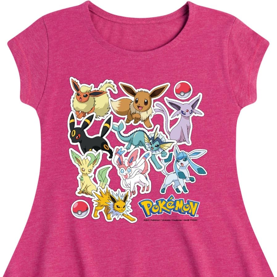 HYBRID APPAREL - Pokémon - Eevee Evolution Stickers - Youth Girls Fit and Flare Dress2