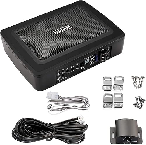 Miniatura 6 de ISUDAR Subwoofer Slim Max de 9 pulgadas de 600 W con alimentación activa para automóvil bajo el asiento con amplificación integrada para