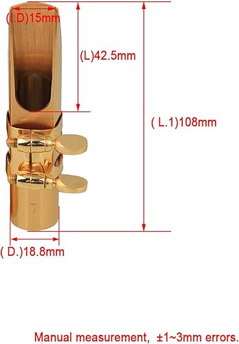 Miniatura 4 de yibuy Gold Plated 7 Saxofón Sax para saxofón tenor Boquilla para en Si Bemol