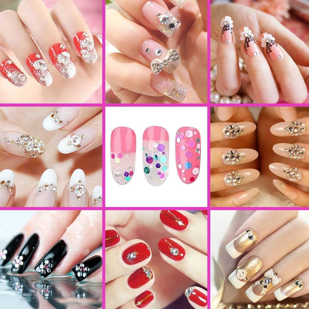 2500 Pièces Strass art d'ongle pour nail art, Gems à Dos Plat Rond Cristal Strass avec Pincette Pick Up pour la décoration des ongles, Nail Art et la Décoration de Bijoux, 2mm