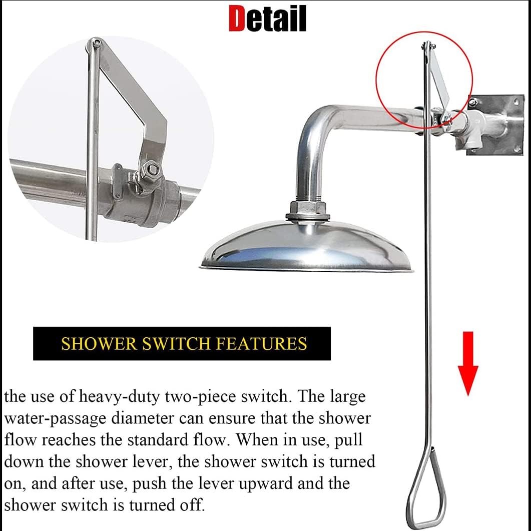 Lavado de ojos de emergencia y ducha de seguridad, montaje en pared de acero inoxidable para laboratorios y talleres
