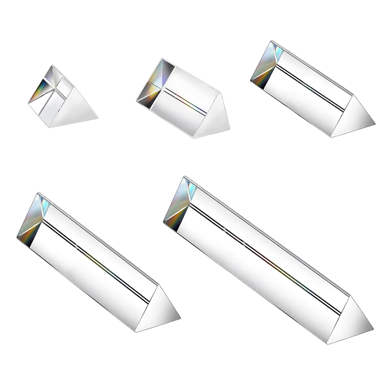 5PCS Crystal Optical Glass Triangular Prism, Width 30mm Prism Rainbow Spectrum Experiments Glass, K9 Crystal Triangle Prism, Clear Lens For Light Spectrum Physics, Rainbow Effect Photo