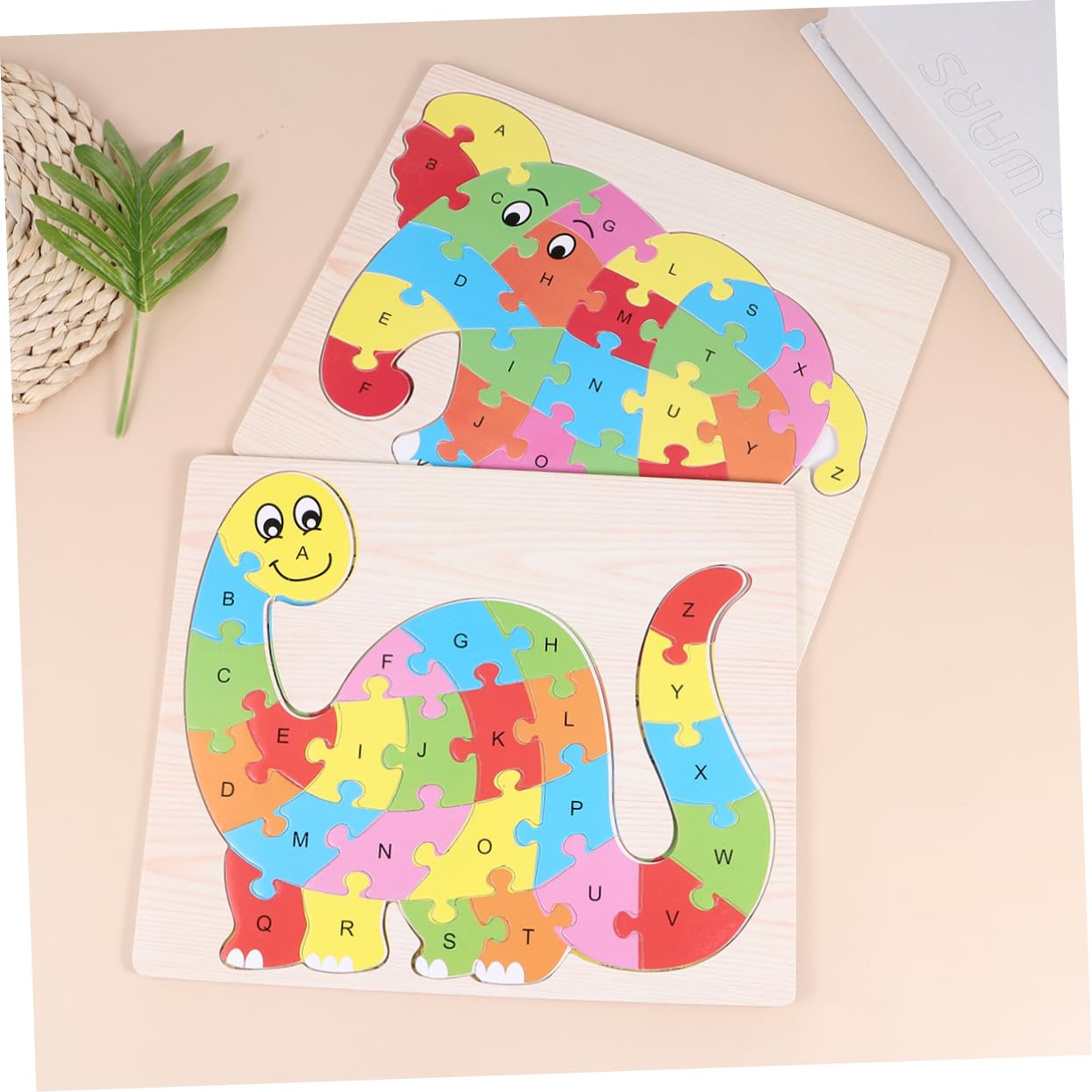Rompecabezas del Alfabeto para Niños Forma de Animales, 2 Juegos de Puzzles de Plástico sin Bordes, Educativos y Seguros para Niños Pequeños
