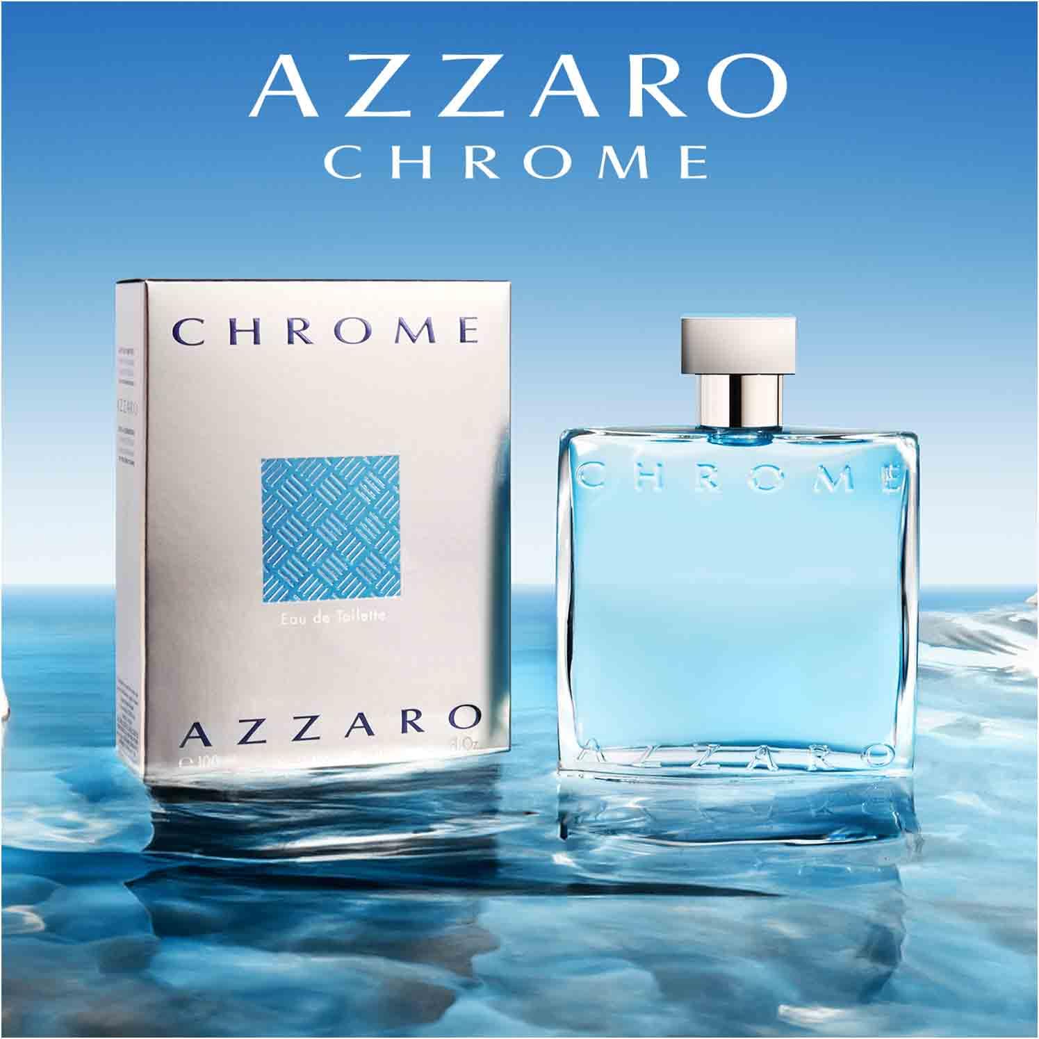 Azzaro Chrome Eau de Toilette Uomo, Profumo Uomo Fresco e Persistente, Fragranza Maschile dalle Note Agrumate e Legnose, Con Foglia di Mate, Bergamotto e Muschio, A Lunga Durata