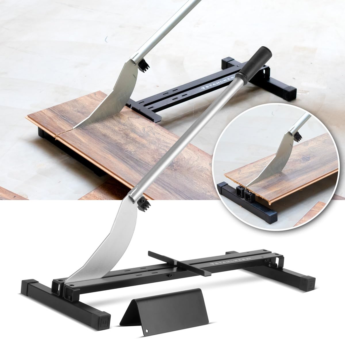 STAHLWERK Coupe-stratifié | Coupe-vinyle | Coupe-stratifié avec 210 mm de largeur de coupe | Épaisseur maximale de coupe 12 mm | Idéal pour la pose de sols stratifiés