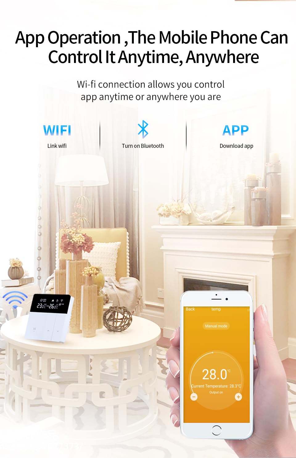 i8 Smart WiFi Termostato con controllo vocale (Alexa/Google) - Termostato interno programmabile, risparmio energetico, telecomando tramite app