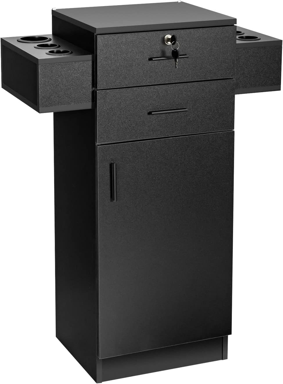 Multigot Salon Storage Lockable Styling Station with 6 Hair Dryer Holders, 2 Drawers