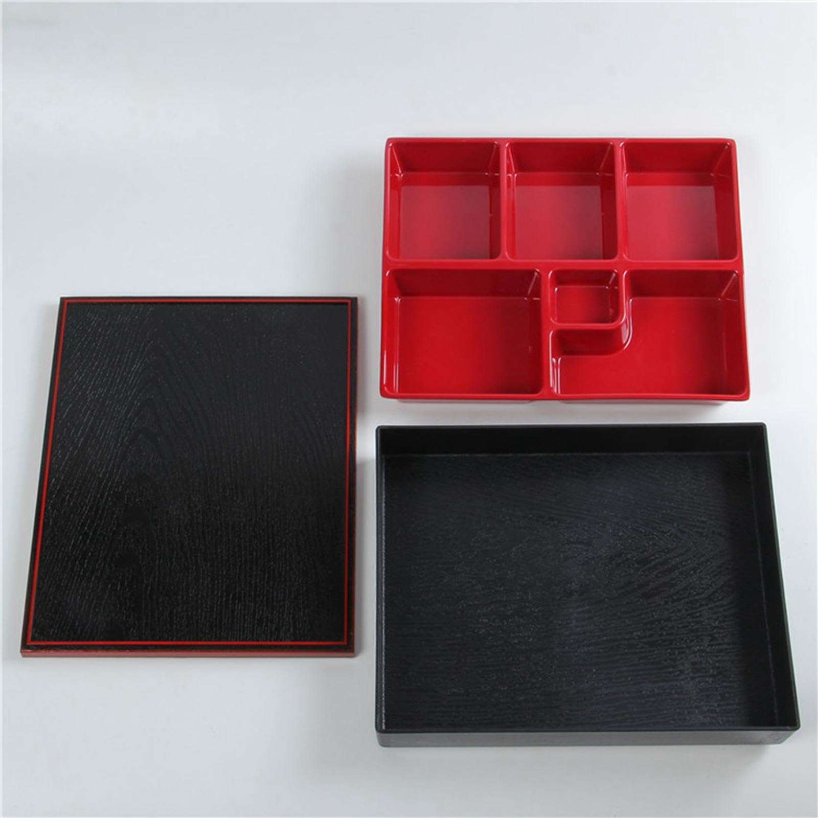 Boîte à Bento Japonaise, Noire, 6 Compartiments, Plateau à Japonais, Récipient Alimentaire pour Bureau, Restaurant, Style b