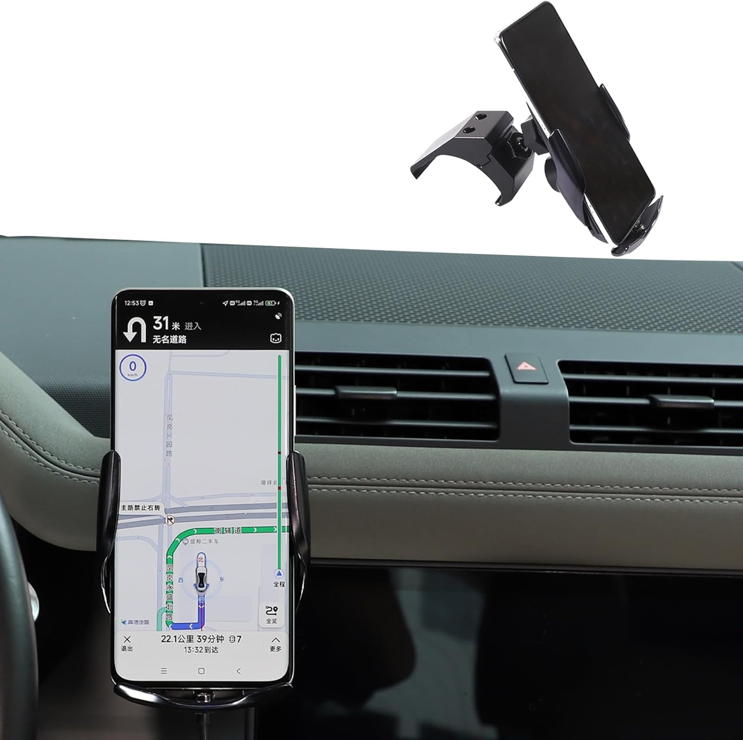 HAPPYHORSE Car Phone Mount Compatible with Land Rover Defender 90 110 130 2020-2025 Aluminum Alloy Central Control Dashboard Mobile Phone Holder Bracket Accessories (Style E)