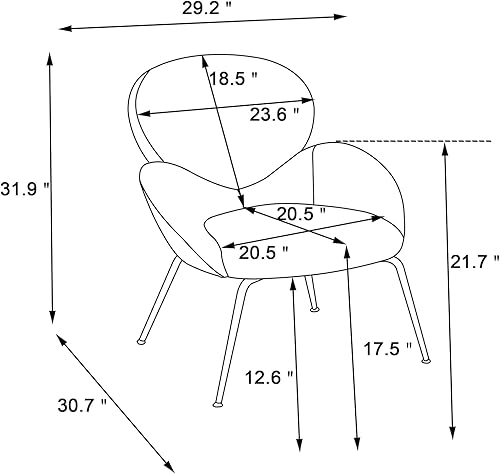 Miniatura 2 de Silla decorativa, sillas de sala de estar, tela de peluche, moderna silla tapizada de sherpa con patas de metal negro, sillón decorativo con