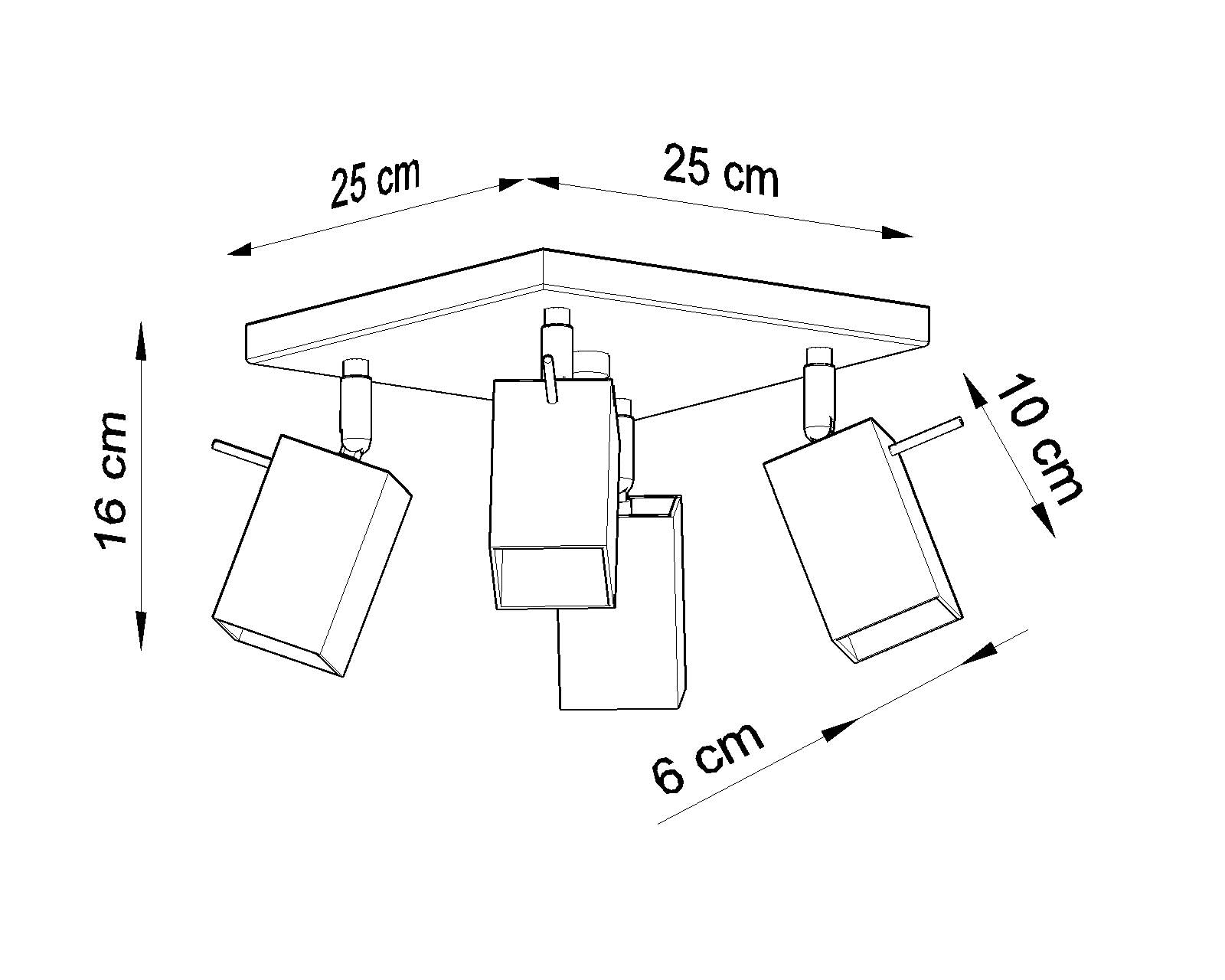 SOLLUX lighting Deckenlampe Deckenleuchte Deckenstrahler Stahl - 4 Flammig - LED Lampe Glühbirne - Grau Merida